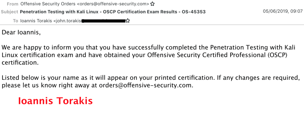 OSCP mail
